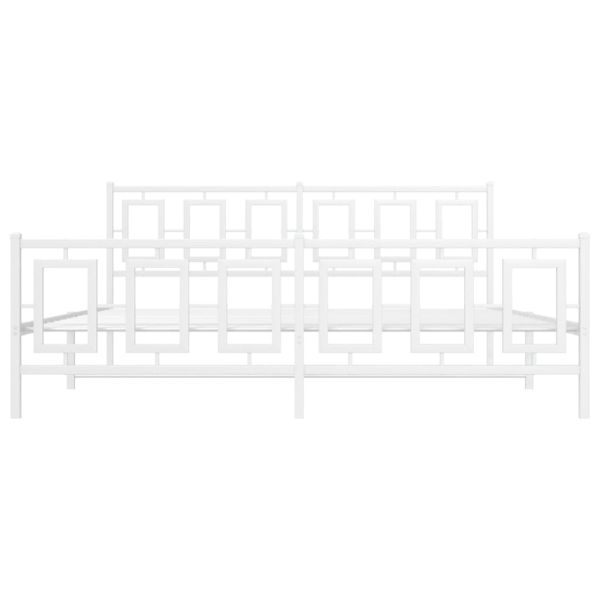 Метална рамка за легло с горна и долна табла, бяла, 180x200 см