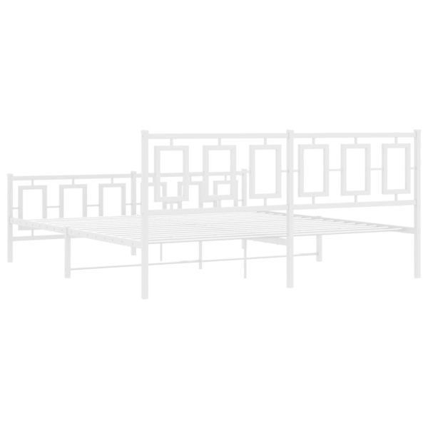 Метална рамка за легло с горна и долна табла, бяла, 180x200 см