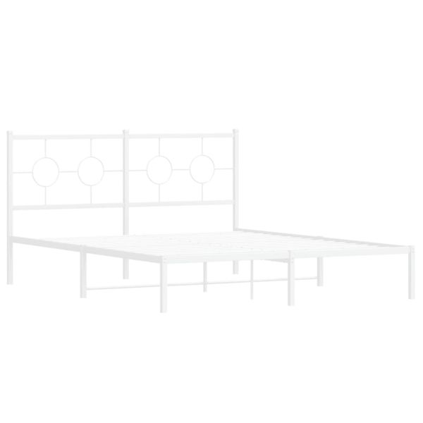 Метална рамка за легло с горна табла, бяла, 160x200 см