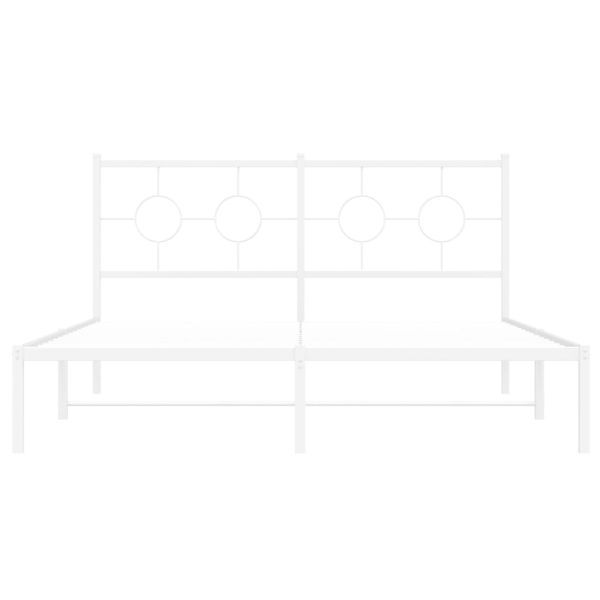 Метална рамка за легло с горна табла, бяла, 160x200 см