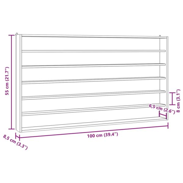 Дървена колекционерска витрина с 6 рафта 100x8,5x55 см