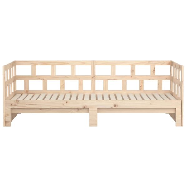 Разтегателна кушетка, борово дърво масив, 2x(80x200) см