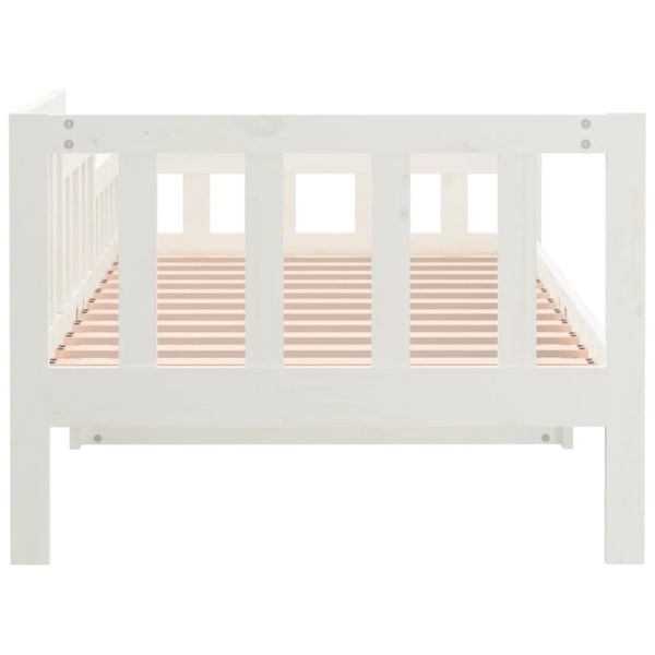 Дневно легло без матрак, бял, 80x200 см, борово дърво масив