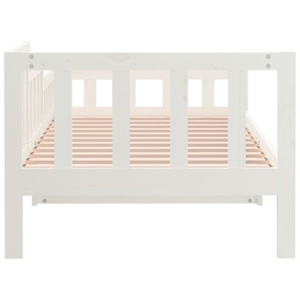 Дневно легло без матрак, бял, 90x200 см, борово дърво масив