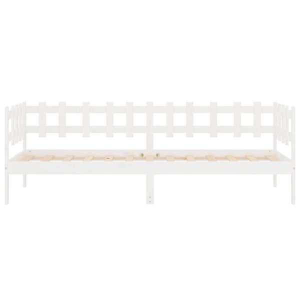 Дневно легло без матрак, бял, 80x200 см, борово дърво масив