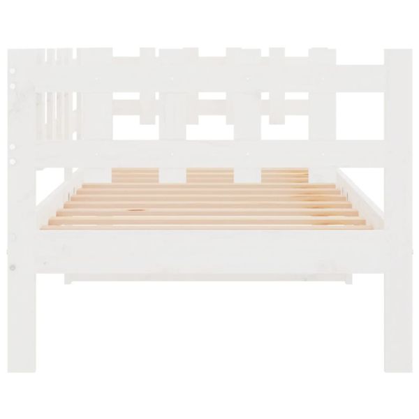 Дневно легло без матрак, бял, 80x200 см, борово дърво масив