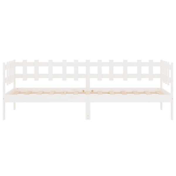 Дневно легло без матрак, бял, 90x200 см, борово дърво масив