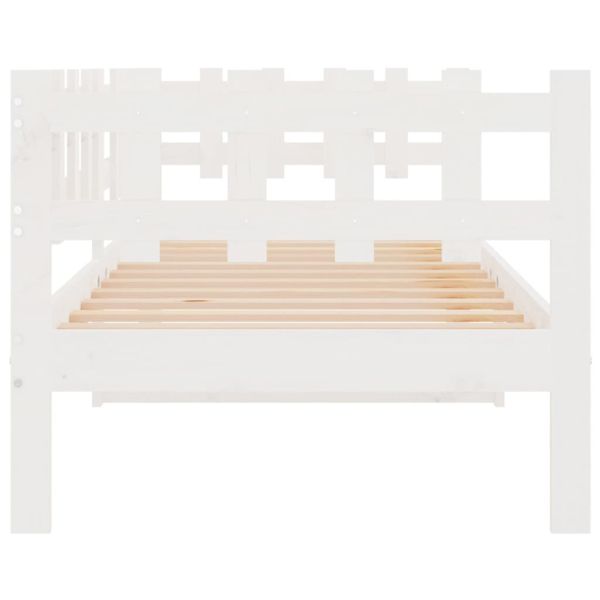 Дневно легло без матрак, бял, 90x200 см, борово дърво масив