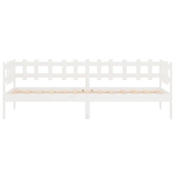 Дневно легло без матрак, бял, 90x190 см, борово дърво масив