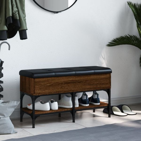 Пейка за обувки, кафяв дъб, 82x32x45 см, инженерно дърво