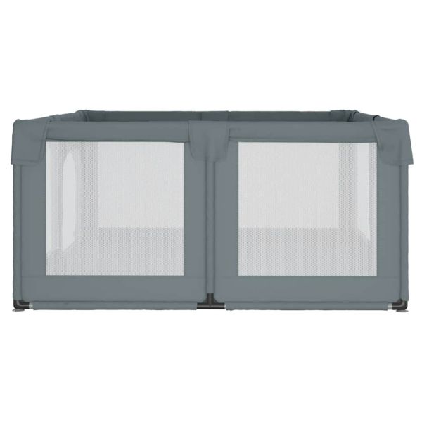 Бебешка кошара с 2 врати, светлосива, оксфорд текстил