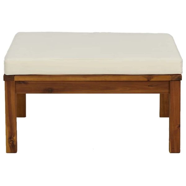 Градински лаундж комплект с кремави възглавници 3 части акация