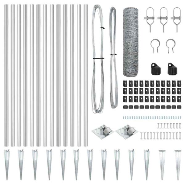 Стълб за ограда. Сребрист 25 x 1 м (50 мм мрежа) Стомана