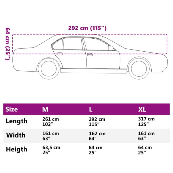 Половин покривало за кола, с кукички, сребристо, L, PEVA