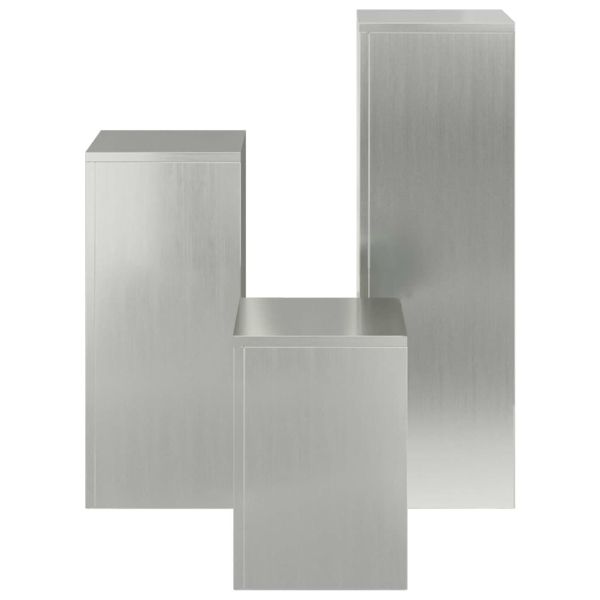 Стойка за растения 3 pcs Сребрист Поцинкована стомана