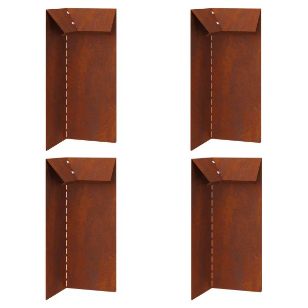 Оградка за охлюви 4 pcs Ръждясало 10 x 10 x 25 см