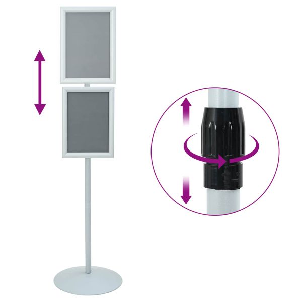 Поставка за плакат Сребрист 33 x 33 x 123 см PVC и стомана