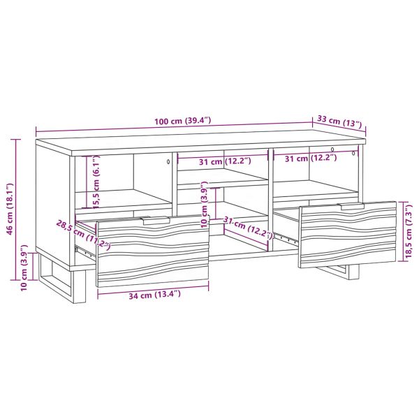 ТВ Единици с чекмедже Бяло 100 x 33 x 46 см Инженерно дърво
