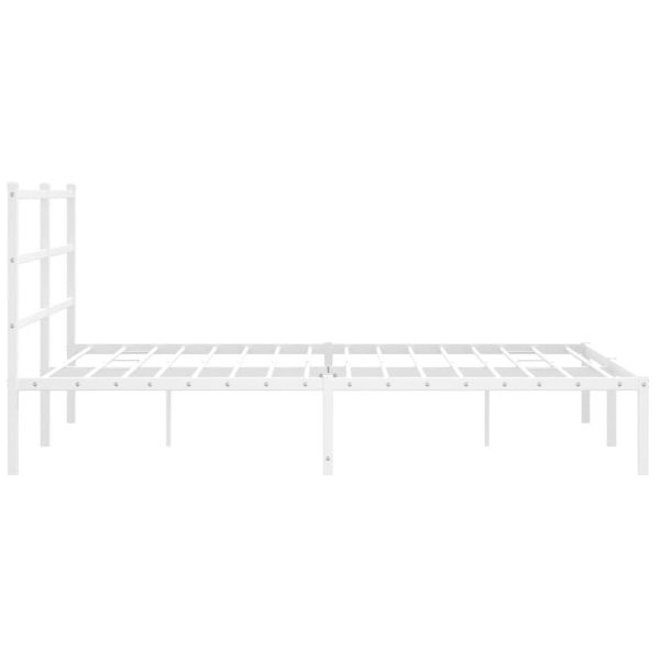 Метална рамка за легло с горна табла, бяла, 150x200 см