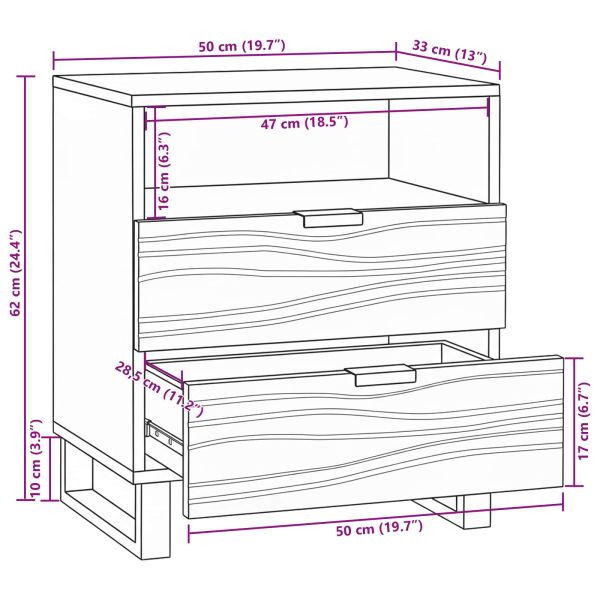 Нощен шкаф с чекмедже Бял и черен 50 x 33 x 62 см