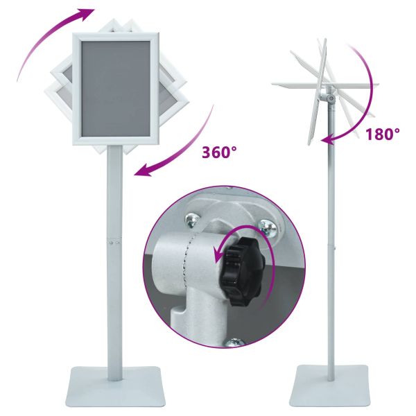 Поставка за плакат Сребрист 32 x 27 x 119 см Чугун