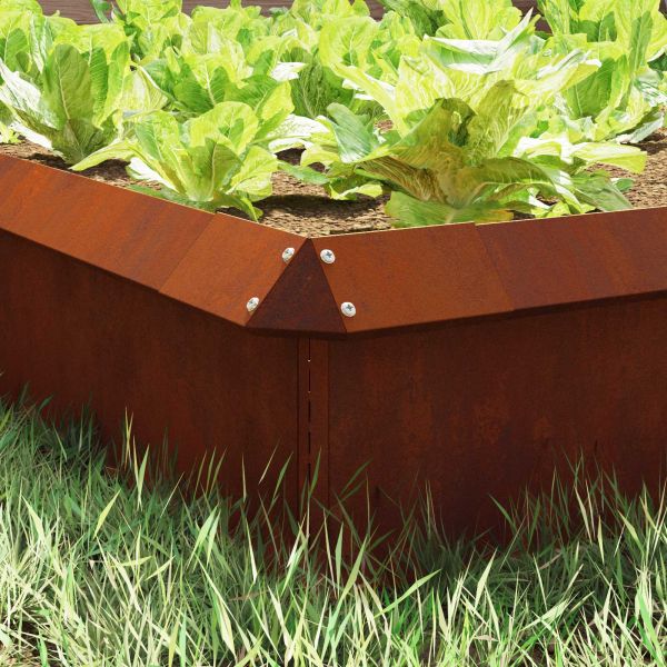 Оградка за охлюви 4 pcs Ръждясало 13,5 x 13,5 x 25 см