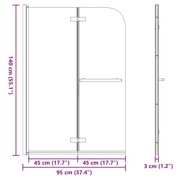 Душова обшивка Златист 95 x 140 cm ESG стъкло и алуминий