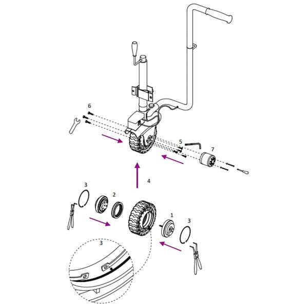 Резервно колело за количка Ø19,5x10 см алуминий и гума