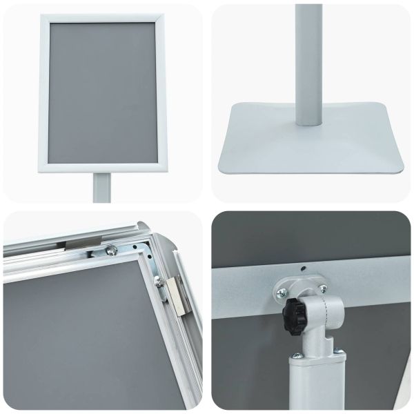 Поставка за плакат Сребрист 32,5 x 27 x 126 см Чугун