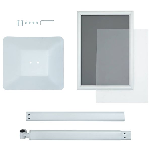 Поставка за плакат Сребрист 32,5 x 27 x 126 см Чугун