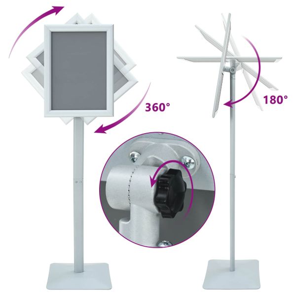 Поставка за плакат Сребрист 32,5 x 27 x 126 см Чугун