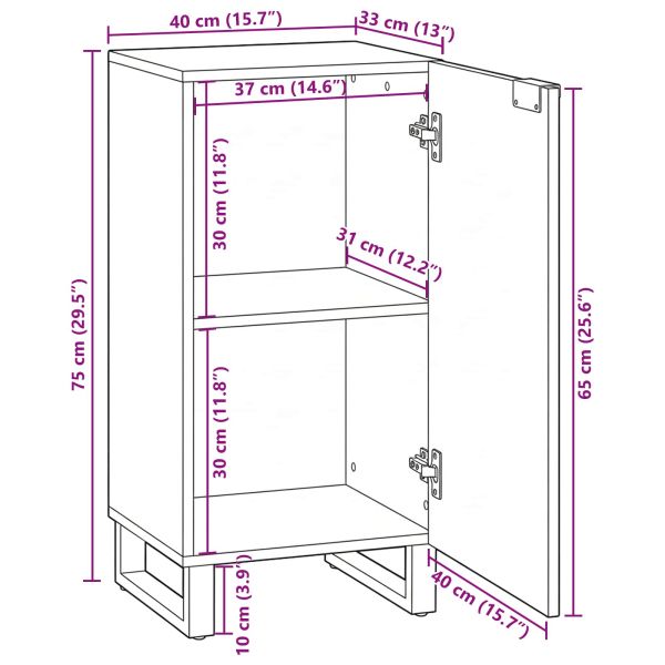 Страничен шкаф Бяло 40 x 33 x 75 см мангово дърво масив