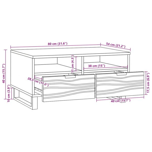 Масичка за кафе с чекмедже Бежов и черен 80 x 54 x 40 см