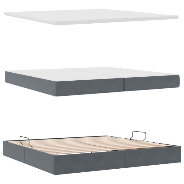 Легло с място за съхранение и матрак Тъмен сив 200 x 200 cm