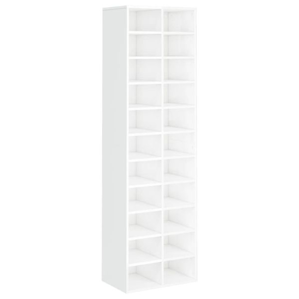 Шкаф за обувки, бял гланц, 54x34x183 см, инженерно дърво