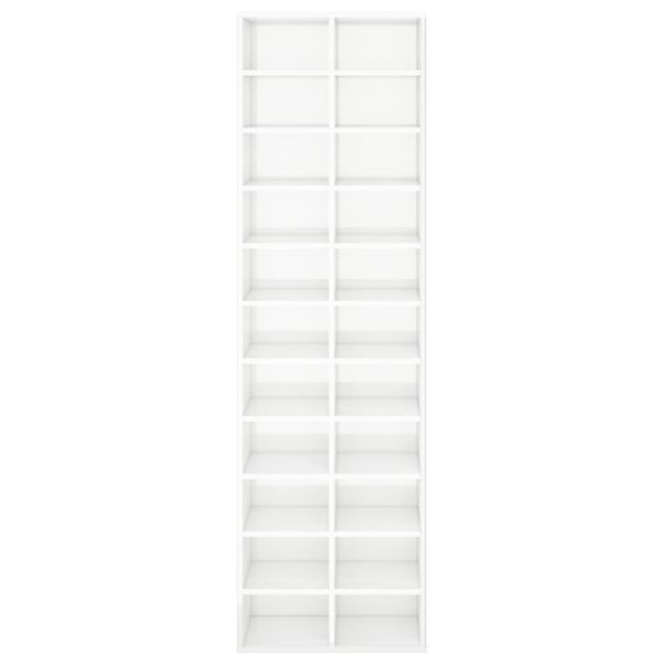 Шкаф за обувки, бял гланц, 54x34x183 см, инженерно дърво