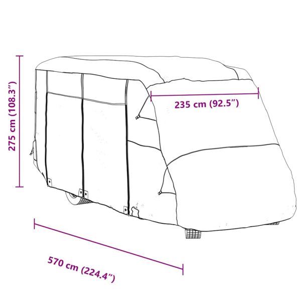 Motorhome Covers Grey 570x235x275 cm Нетъкана материя