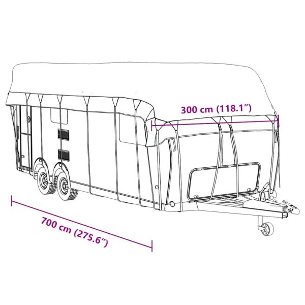 Покривало за покрив на каравана сиво 700x300cm Нетъкана материя
