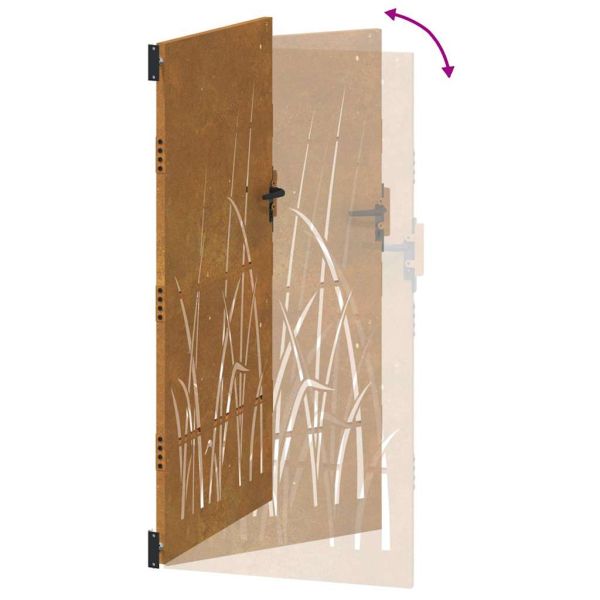 Градинска порта 100x175 см, дизайн с кортенова стомана и трева