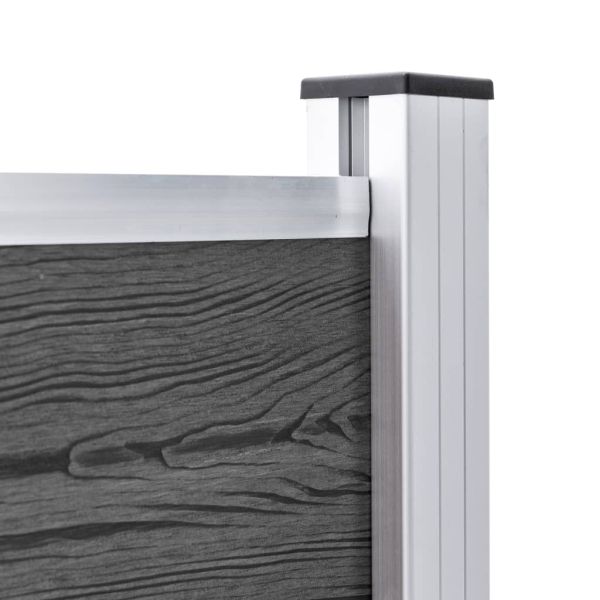 Комплект оградни панели, WPC, 872x105 см, черен