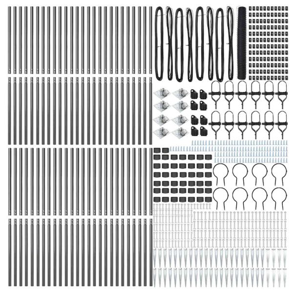 Стълб за ограда. Сив 100 x 1,4 м (мрежа 36 мм) Стомана и PVC