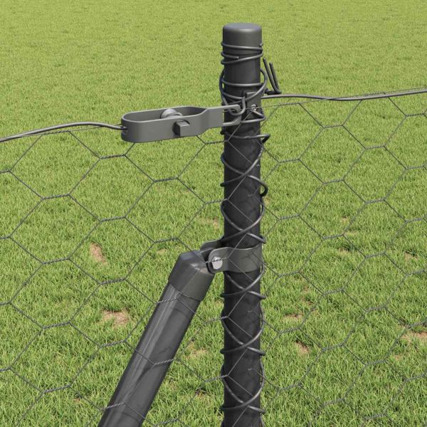 Стълб за ограда. Сив 25 x 1 м (50 мм мрежа) Стомана