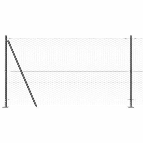 Стълб за ограда. Сив 100 x 1,4 м (мрежа 36 мм) Стомана и PVC