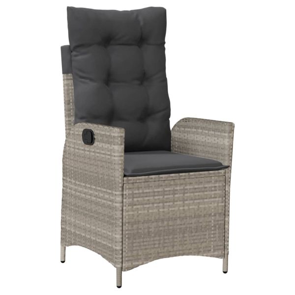 Бистро комплект с възглавници 3 части светлосив полиратан