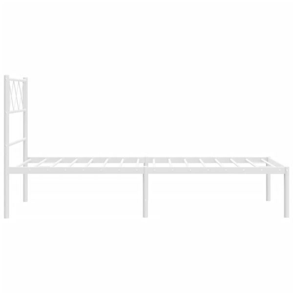 Метална рамка за легло с горна табла, бяла, 90x200 см