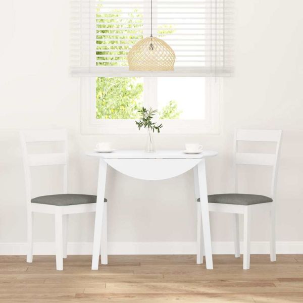 Трапезни столове с възглавници 2 бр Бяла масивна дървесина гума