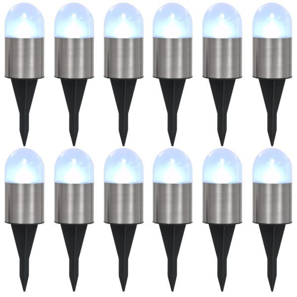 Соларни земни лампи, 12 бр, LED светлина, бели