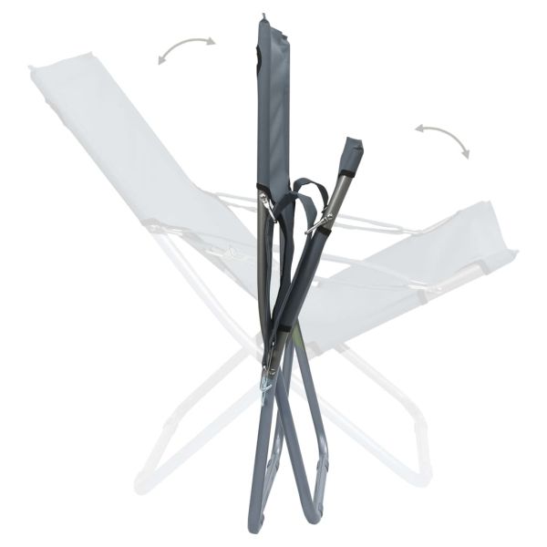 Сгъваеми плажни столове, 2 бр, текстил, сиви