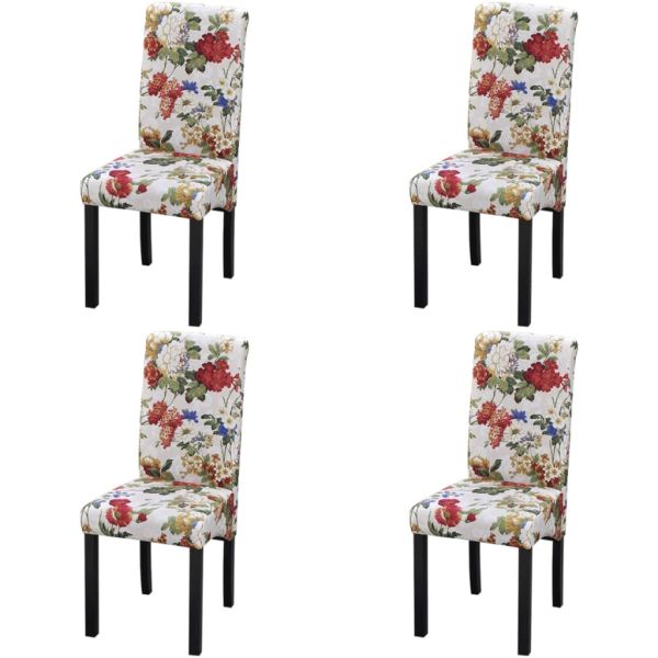 Трапезни столове, 4 бр, многоцветни, текстил