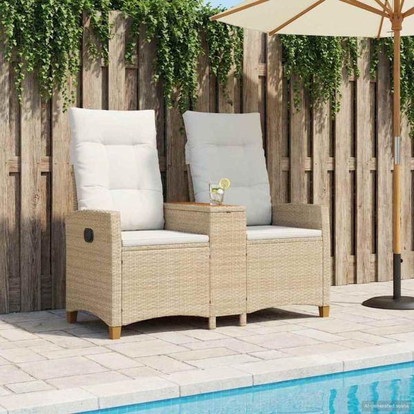 Люлееща се пейка с маса Бежов и кремаво бял 126 x 65 x 112 см